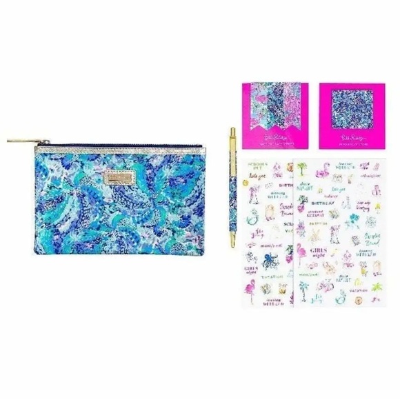 NWT LILLY PULITZER FOLIO LAPTOP SLEEVE W/AGENDA SET AFTER THE WAVE - Picture 5 of 11